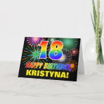 [ Thumbnail: 18th Birthday: Bold, Fun, Fireworks, Rainbow 18 Card ]