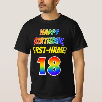 18th Birthday — Bold, Fun, Rainbow 18, Custom Name