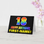 [ Thumbnail: 18th Birthday: Bold, Fun, Simple, Rainbow 18 Card ]