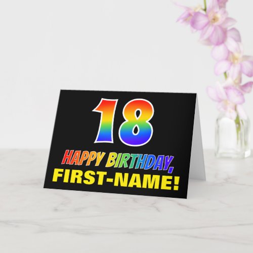 18th Birthday Bold Fun Simple Rainbow 18 Card