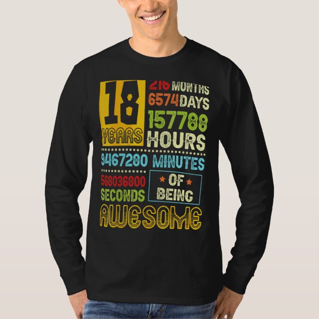 18th Birthday Boy 18 Years Of Being Awesome Made I T-Shirt (Front)