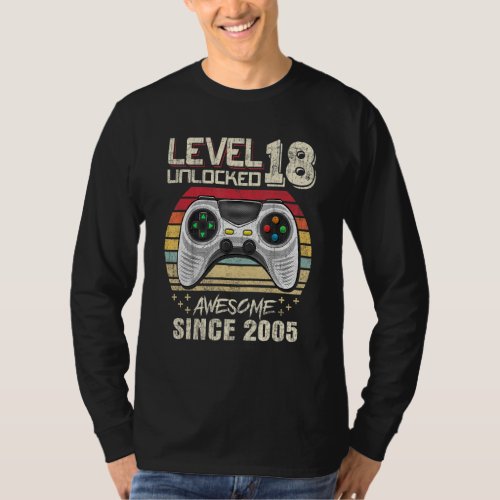 18th Birthday Boy Level 18 Unlocked Awesome Since  T_Shirt
