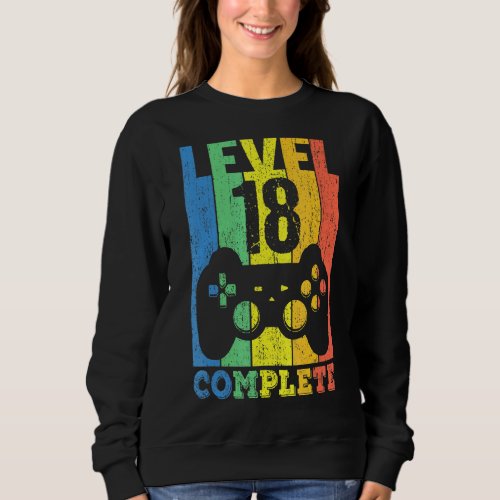 18th Birthday Boy  Level 18 Years Decoration Girl Sweatshirt