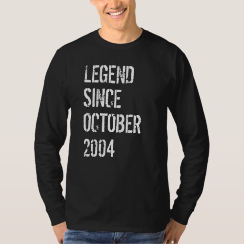 18th Birthday Boys Girls Legend Since October 2004 T_Shirt