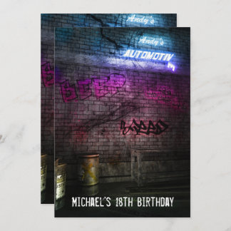 18th Birthday Boys Mens Urban Street Art Grunge Invitation