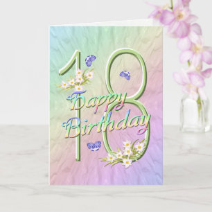 18th Birthday Butterflies and Flowers Card