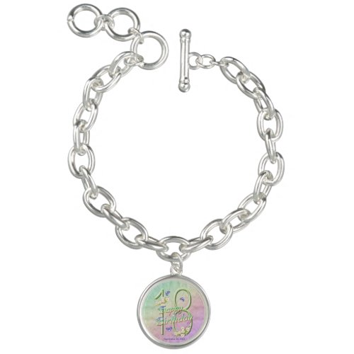 18th Birthday Butterflies and Rainbows Custom Charm Bracelet