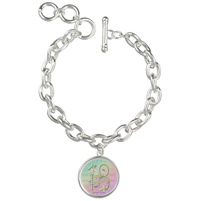 18th Birthday Butterflies and Rainbows Custom Charm Bracelet (Product)