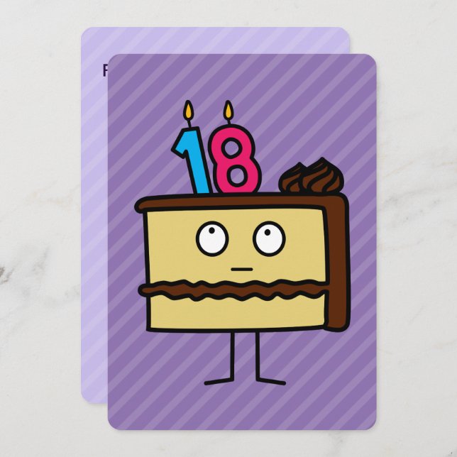 18th Birthday Cake with Candles Invitation (Front/Back)