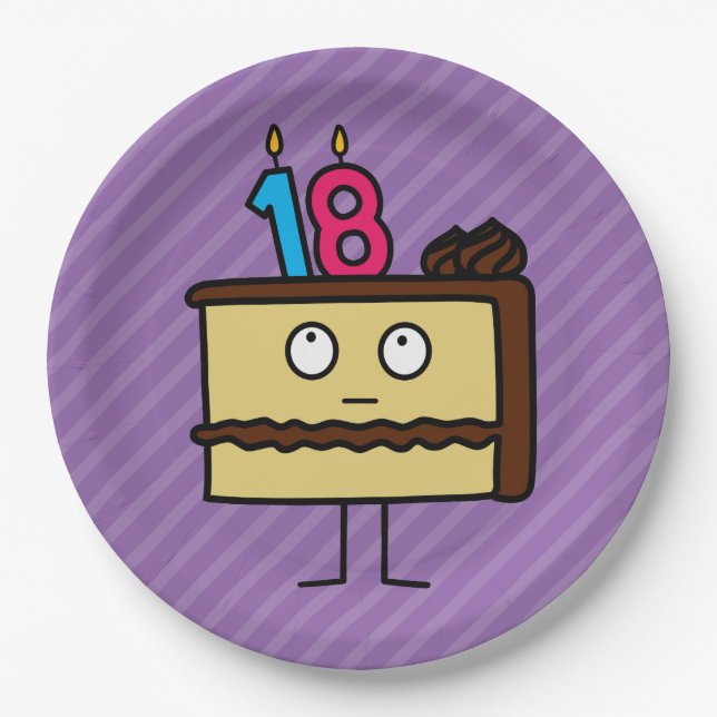 18th Birthday Cake with Candles Paper Plates (Front)