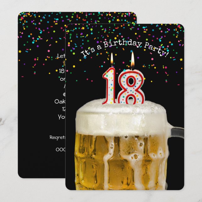 18th Birthday Candle Party Invitation (Front/Back)
