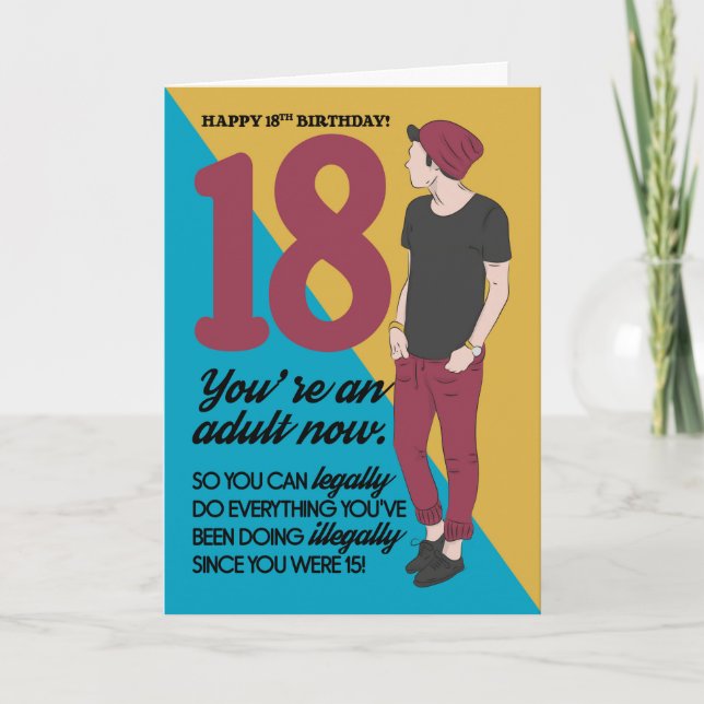 18th Birthday Card, Fun And Trendy, Humor Card (Front)