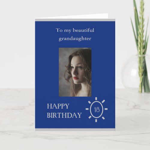 18th Birthday Card Grandaughter Blue  Age on Card