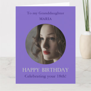 18th Birthday Card Grandaughter LARGE Purple