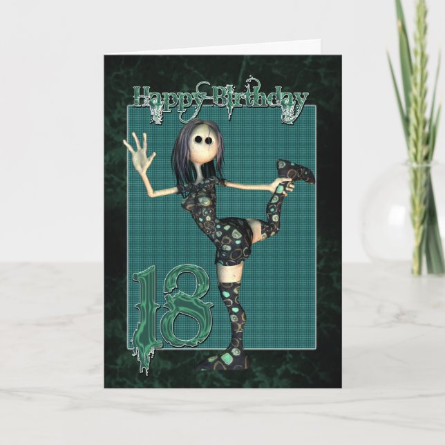 18th Birthday card with Moonies H.I.P Rag Doll (Front)