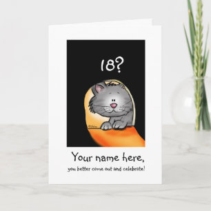 18th Birthday Cat- Customize with Age and Name Card