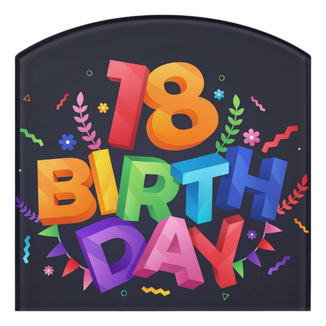 18th Birthday Celebration Door Sign (Contour Front)