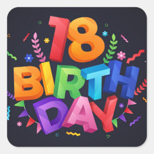 18th Birthday Celebration Square Sticker