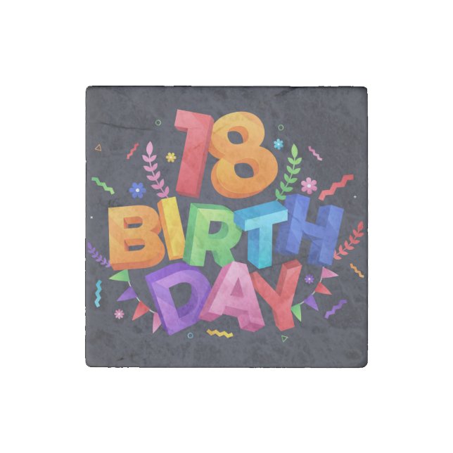 18th Birthday Celebration Stone Magnet (Front)