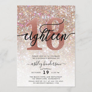 18th Birthday Champagne Glitter Invitation