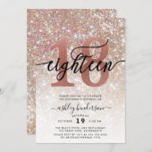 18th Birthday Champagne Glitter Invitation (Front/Back)