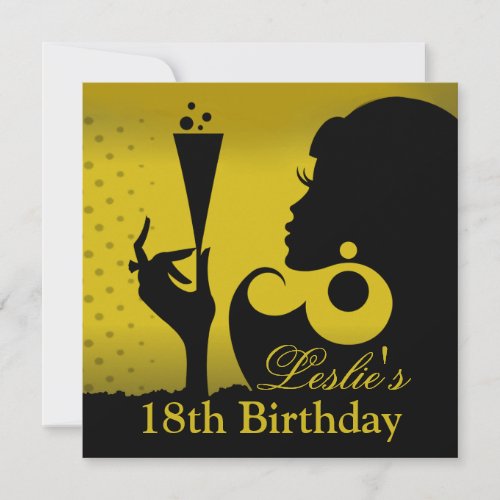18th Birthday Cocktail Party yellow Invitation