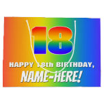 [ Thumbnail: 18th Birthday: Colorful, Fun Rainbow Pattern # 18 Gift Bag ]