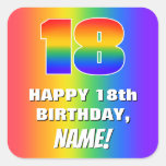 [ Thumbnail: 18th Birthday: Colorful, Fun Rainbow Pattern # 18 Sticker ]