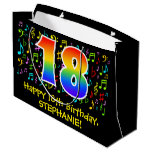 [ Thumbnail: 18th Birthday - Colorful Music Symbols, Rainbow 18 Gift Bag ]