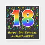 [ Thumbnail: 18th Birthday - Colorful Music Symbols, Rainbow 18 Napkins ]