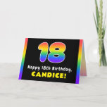 [ Thumbnail: 18th Birthday: Colorful Rainbow # 18, Custom Name Card ]