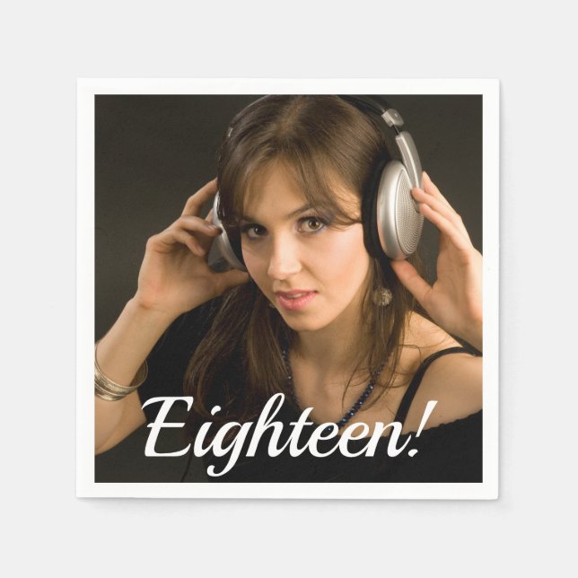 18th birthday custom photo script girl napkins (Front)