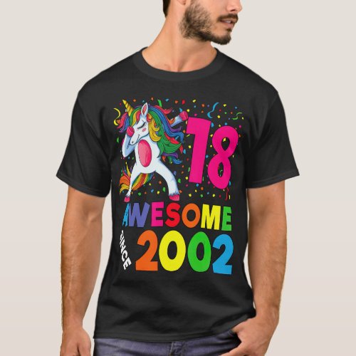 18th Birthday Dabbing Unicorn Party Gift 18 Old T_Shirt