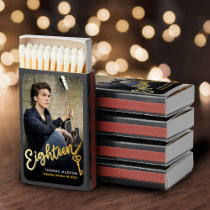 18th birthday eighteen key gold black photo matchboxes