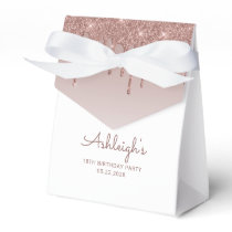 18th Birthday Elegant Rose Gold Glitter Drip Favor Boxes