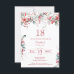 18th Birthday Elegant Winter Berry Botanical Invitation<br><div class="desc">Invite your guests to a special winter or Christmas birthday party with this elegant red berry and sage green foliage floral design. Deep red berries are nestled in leaves and branches. Red text adds to the festive mood. This item is part of the Winter Berry Collection. It contains templates you...</div>