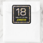 [ Thumbnail: 18th Birthday: Floral Flowers Number, Custom Name Sticker ]