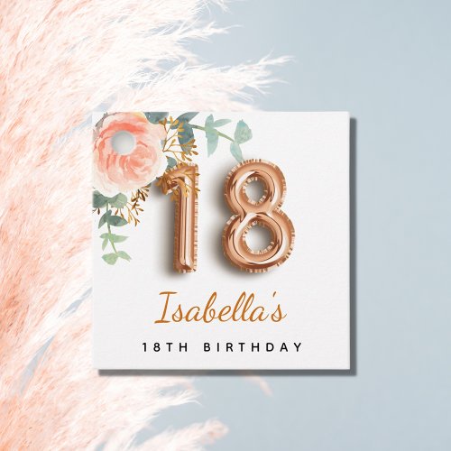 18th birthday floral rose gold eucalyptus monogram favor tags