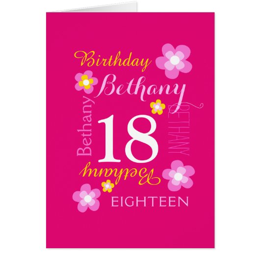 18th birthday flower custom graphic hot pink (Front)