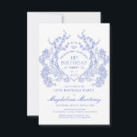 18th Birthday French Vintage Blue Floral Crest Invitation<br><div class="desc">An elegant French vintage blue floral crest takes center stage on this timeless birthday invitation. Ornate,  formal and very feminine will make any birthday lady feel very special. Coordinating party supplies are available.</div>