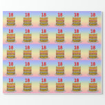 [ Thumbnail: 18th Birthday: Fun Cake and Candles + Custom Name Wrapping Paper ]