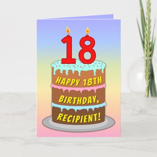 18th Birthday  Fun Cake  Candles w Custom Name Card