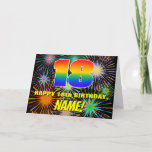 [ Thumbnail: 18th Birthday: Fun, Colorful Celebratory Fireworks Card ]
