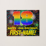 [ Thumbnail: 18th Birthday: Fun, Colorful Celebratory Fireworks Jigsaw Puzzle ]