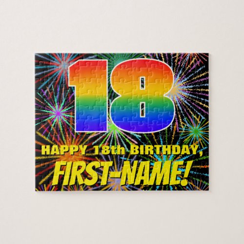 18th Birthday Fun Colorful Celebratory Fireworks Jigsaw Puzzle