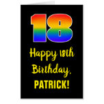 [ Thumbnail: 18th Birthday: Fun, Colorful, Happy, Rainbow # 18 Card ]