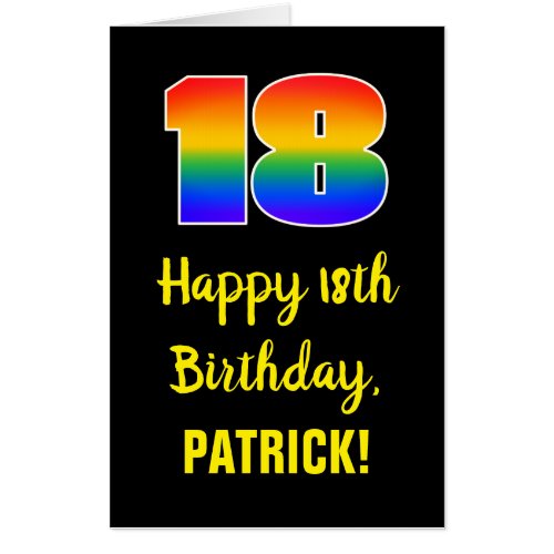 18th Birthday Fun Colorful Happy Rainbow  18 Card