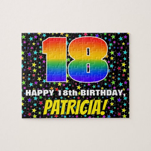 18th Birthday  Fun Colorful Star Field Pattern Jigsaw Puzzle