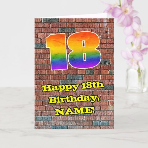 18th Birthday Fun Graffiti_Inspired Rainbow 18 Card
