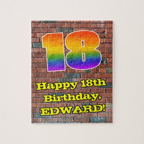 18th Birthday Fun Graffiti_Inspired Rainbow 18 Jigsaw Puzzle
